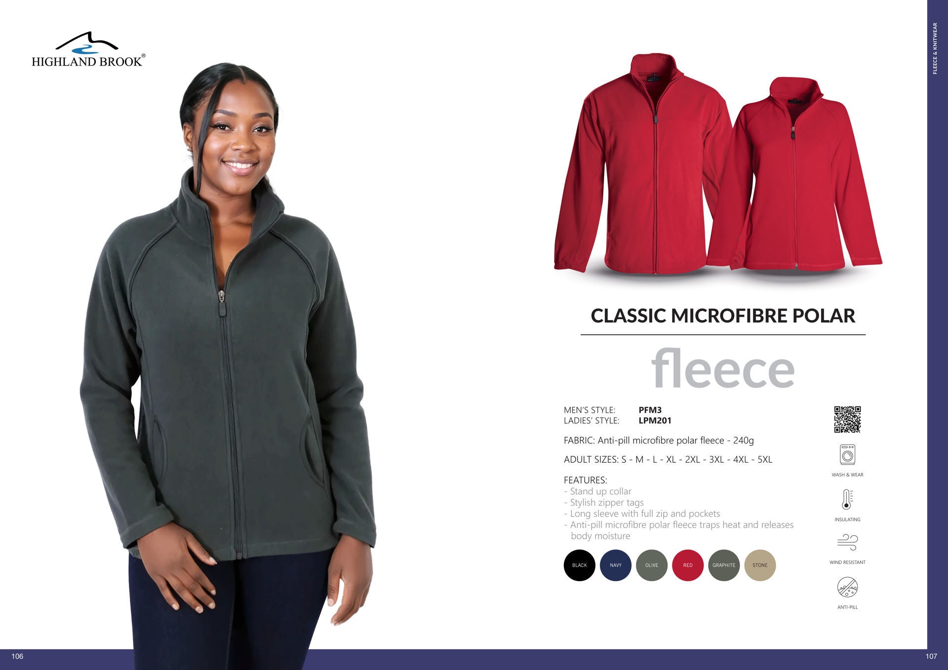 Highland Brook - Mens Classic Microfibre Polar Fleece