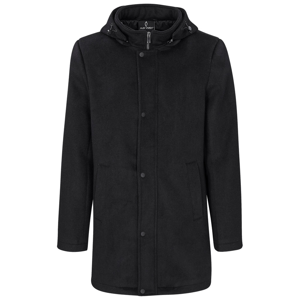 Black coat with a hood on a white background