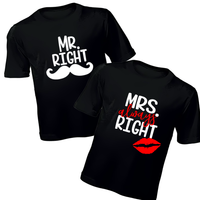 Couples T-Shirts - Mr Right, Mrs Always Right