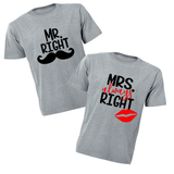 Couples T-Shirts - Mr Right, Mrs Always Right