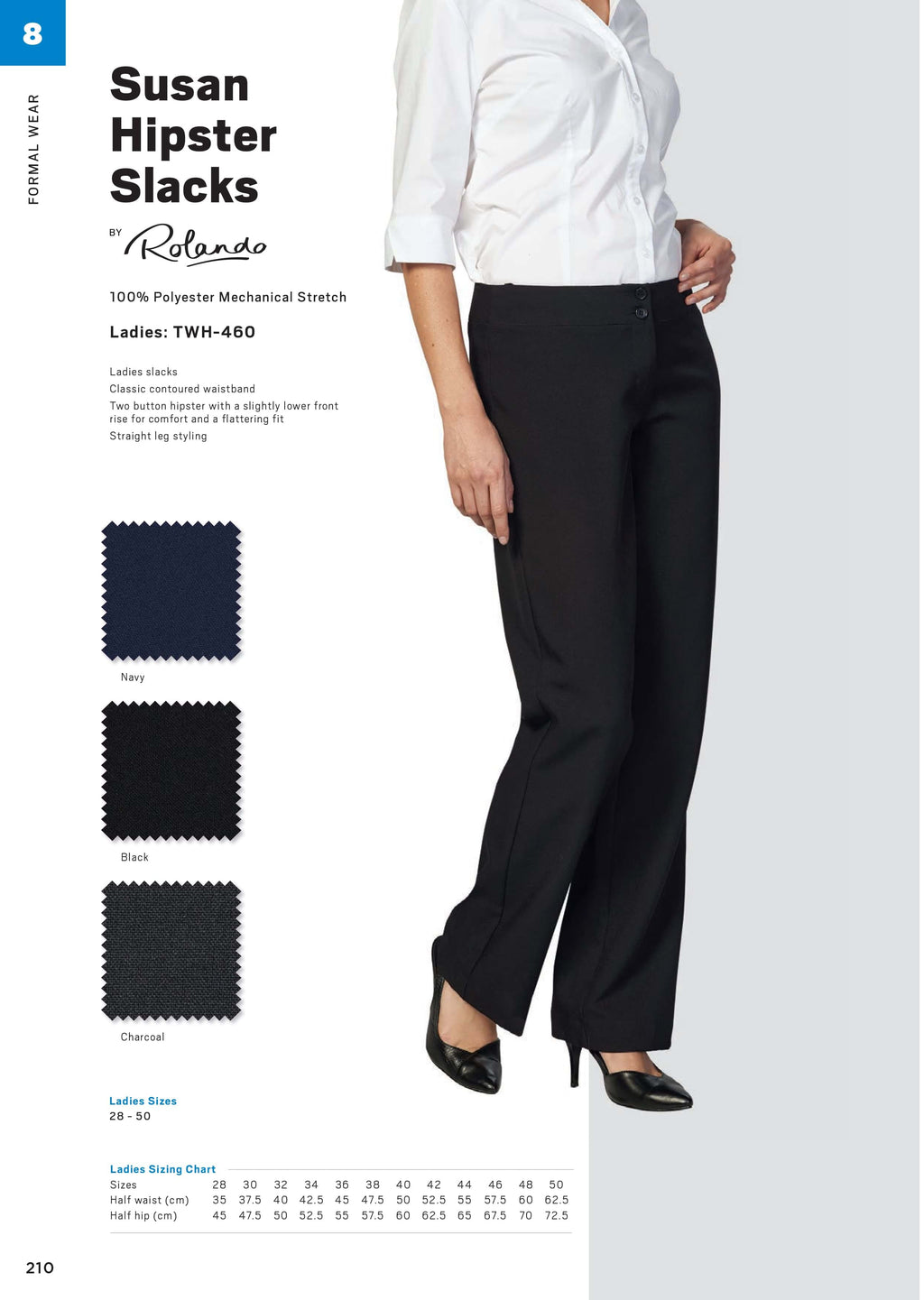 Rolando - Ladies Stretch Susan Hipster Slacks