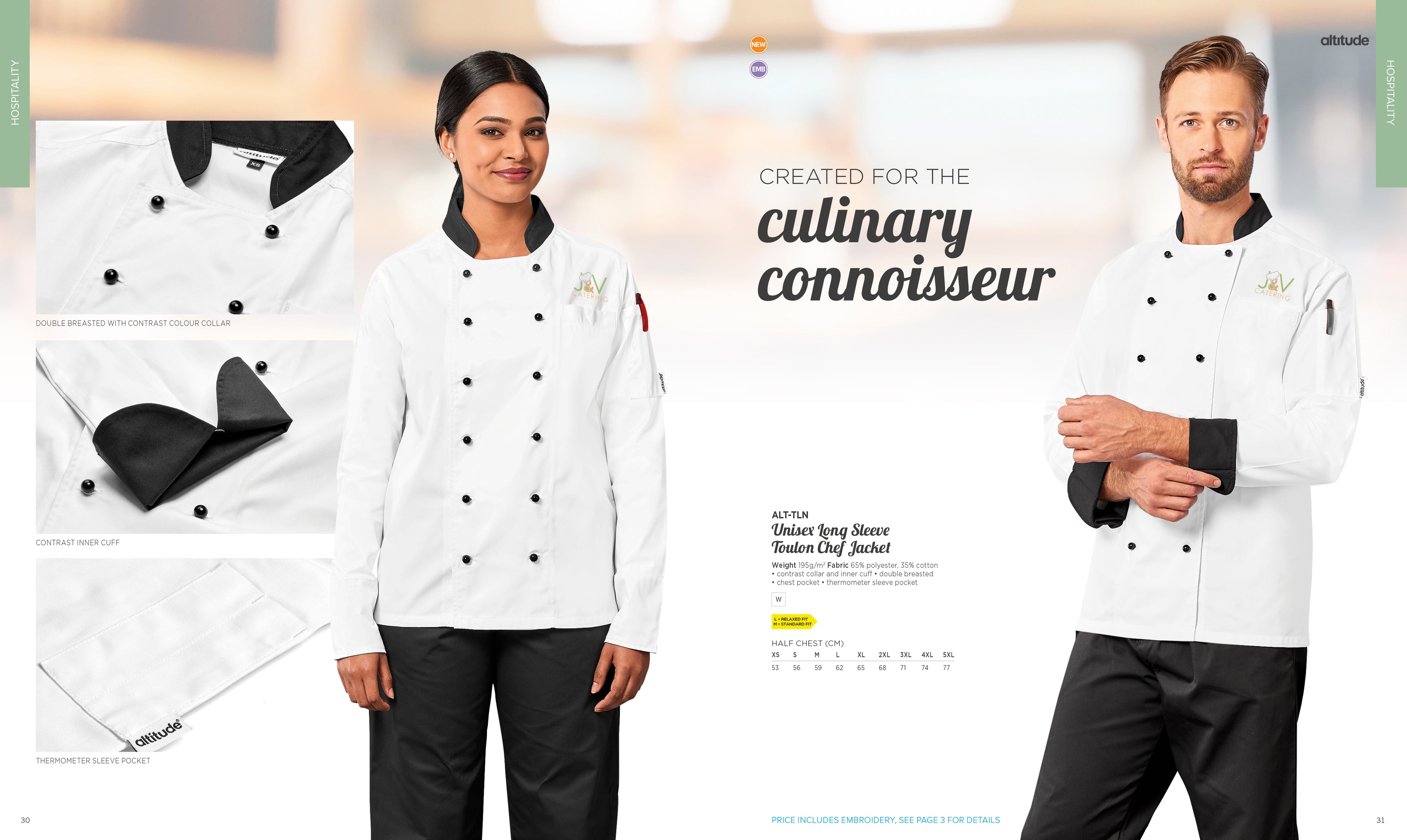Unisex Long Sleeve Toulon Chef Jacket